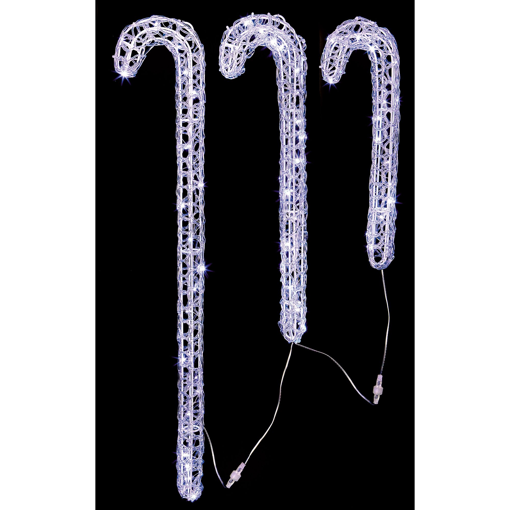 White LED White Candy cane Silhouette (H) 900mm, Pack of 3