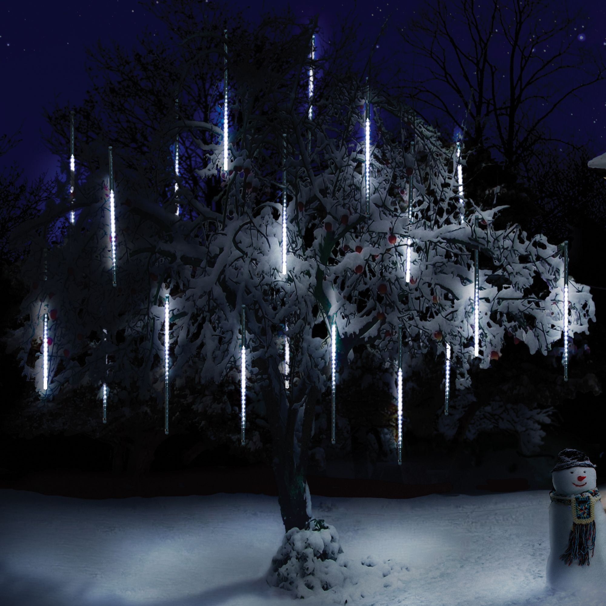 White LED White Snowing shower Single Christmas light (H) 500mm, Pack of 5