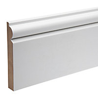 White MDF Torus Skirting board (L)2.4m (W)119mm (T)18mm 7.3kg, Pack of 2