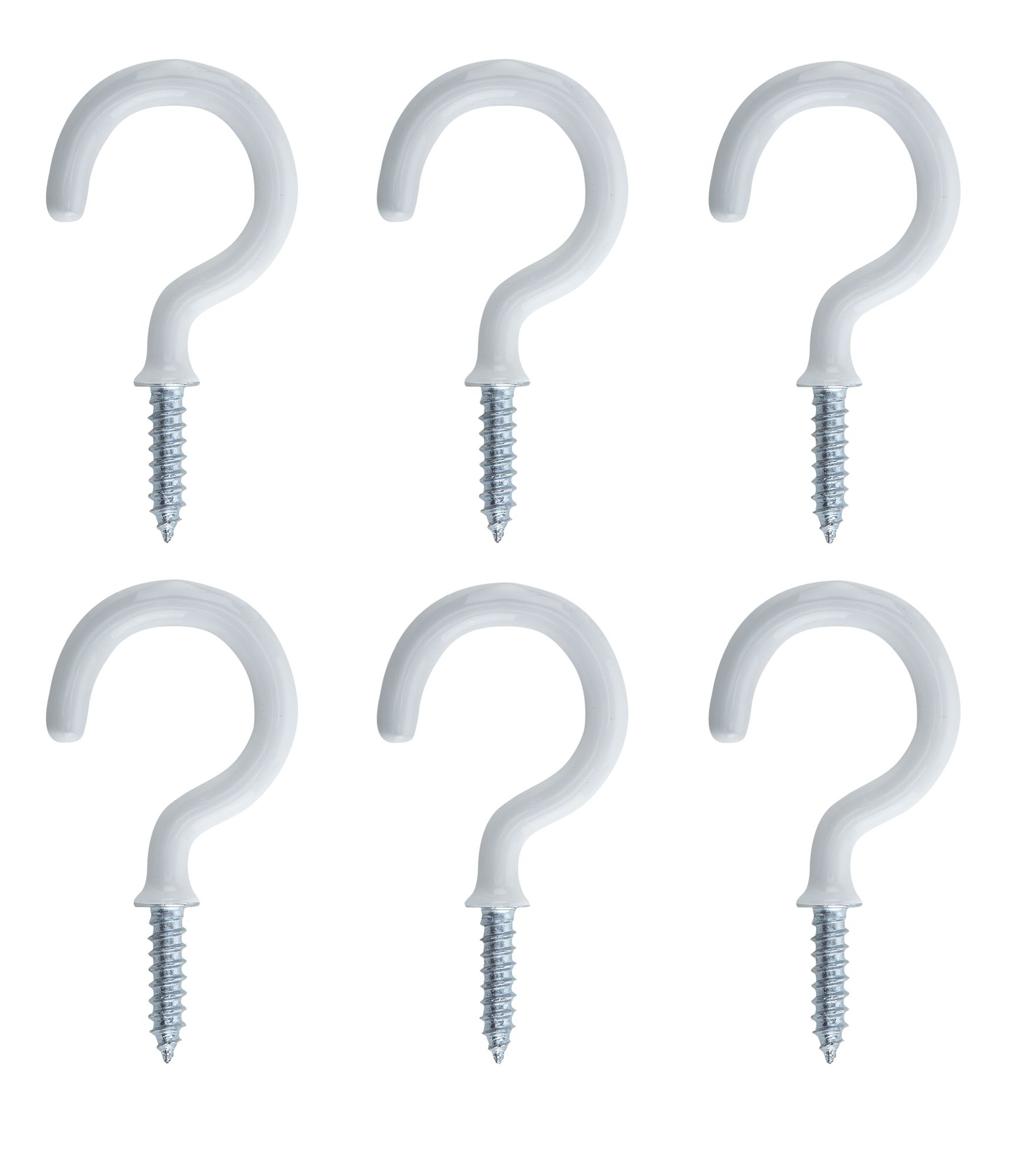 White Medium Cup hook (L)20mm, Pack of 6