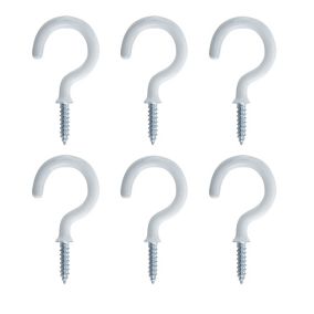 White Medium Cup hook (L)20mm, Pack of 6