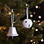 White Metal Bells Hanging ornament, Set of 2