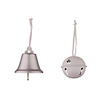 White Metal Bells Hanging ornament, Set of 2