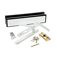 White Metal Straight Lock Door handle, Set