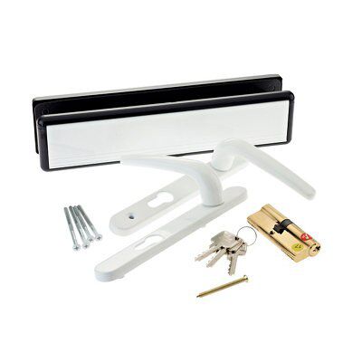 White Metal Straight Lock Door handle, Set