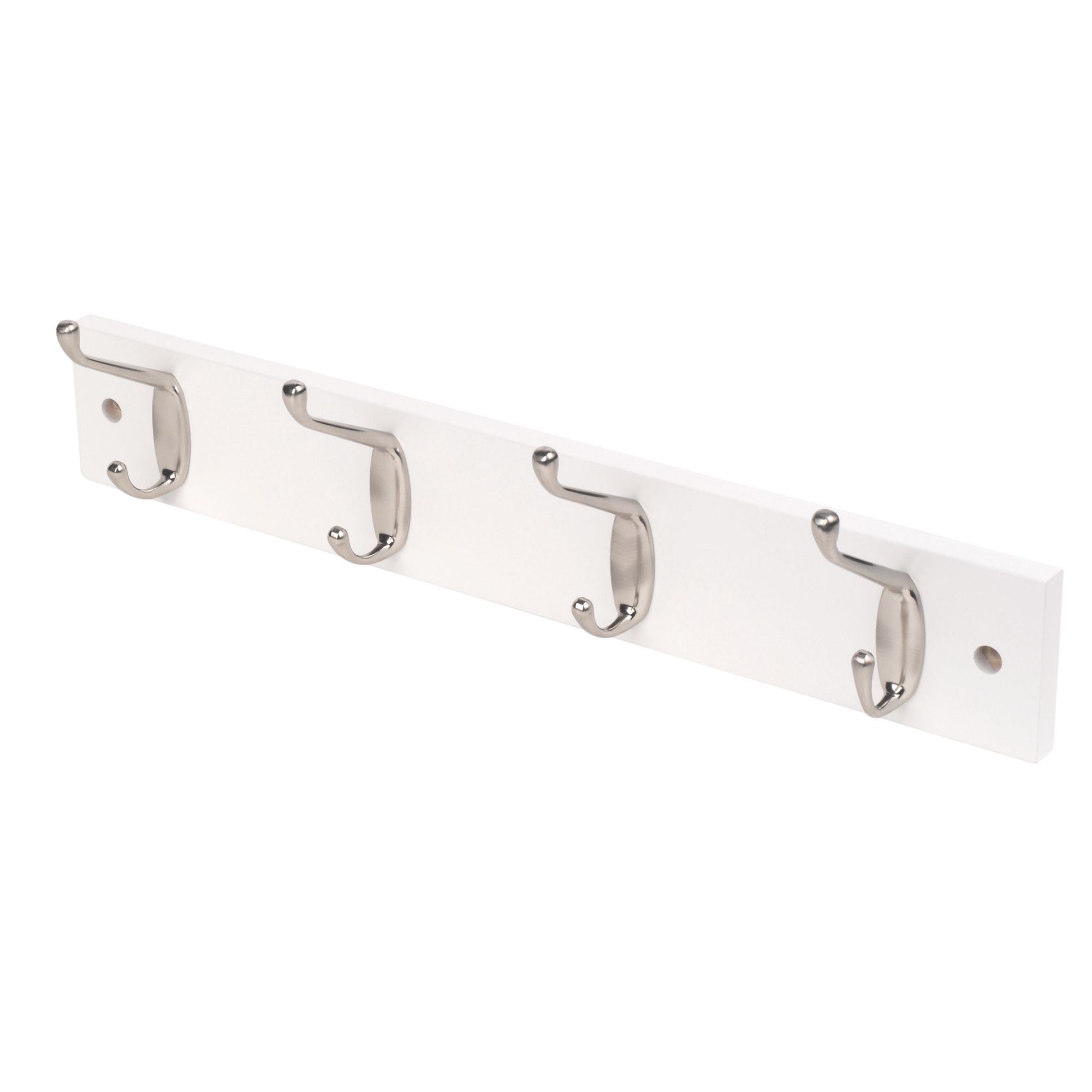 White Nickel effect Wood Hook rail, (L)400mm (H)95mm | DIY at B&Q