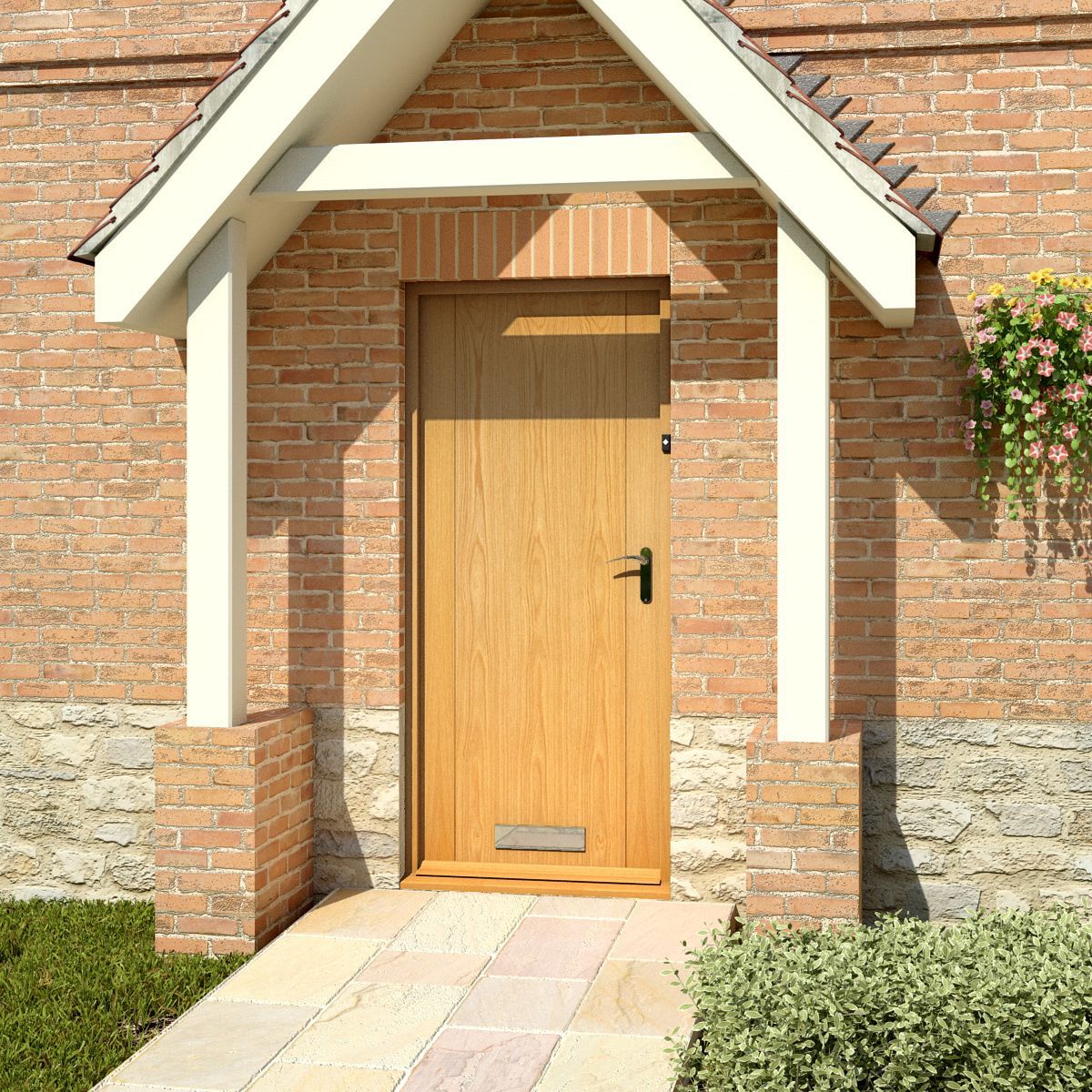 White oak veneer External Front door & frame, (H)2125mm (W)907mm