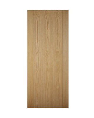White oak veneer External Front door & frame with letter plate, (H)2125mm (W)907mm