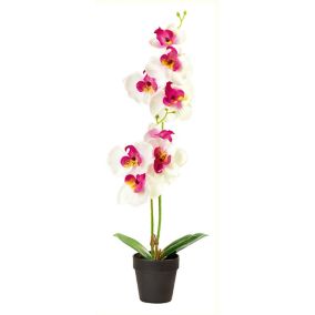 White Orchid Artificial plant in White Ceramic Pot