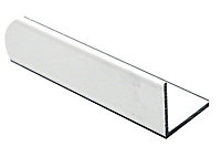 White Painted Aluminium Equal L-shaped Angle profile, (L)1m (W)15mm