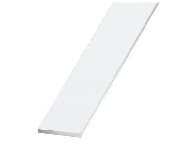 White Painted Aluminium Flat Bar, (L)1000mm (W)30mm (T)2mm