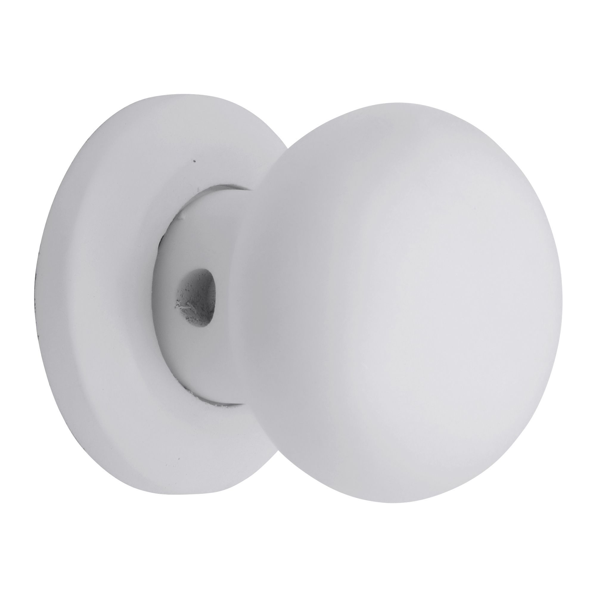 White Painted Wood Round Door knob Dia 56.55mm Pair