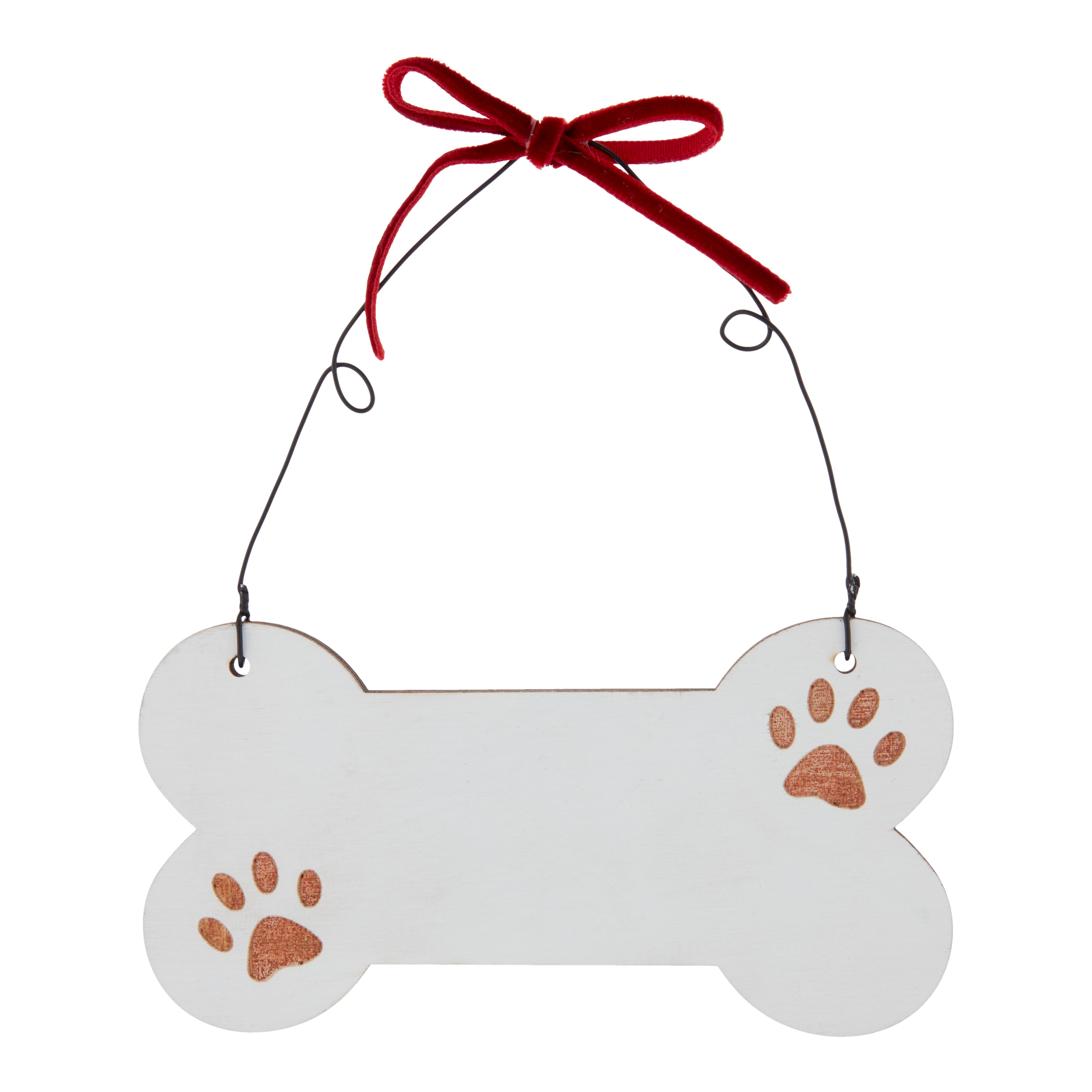 White Paw print Wood Hanging decoration