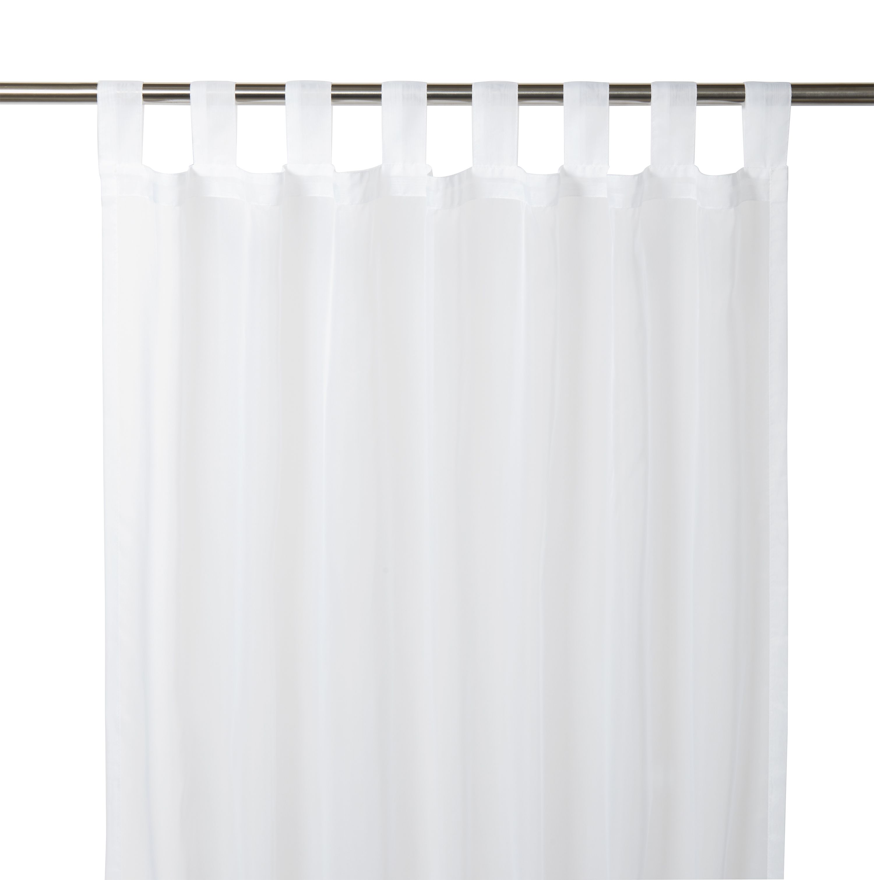 White Plain Unlined Tab Top Voile Curtain W 140cm L 260cm Single Diy At B Q