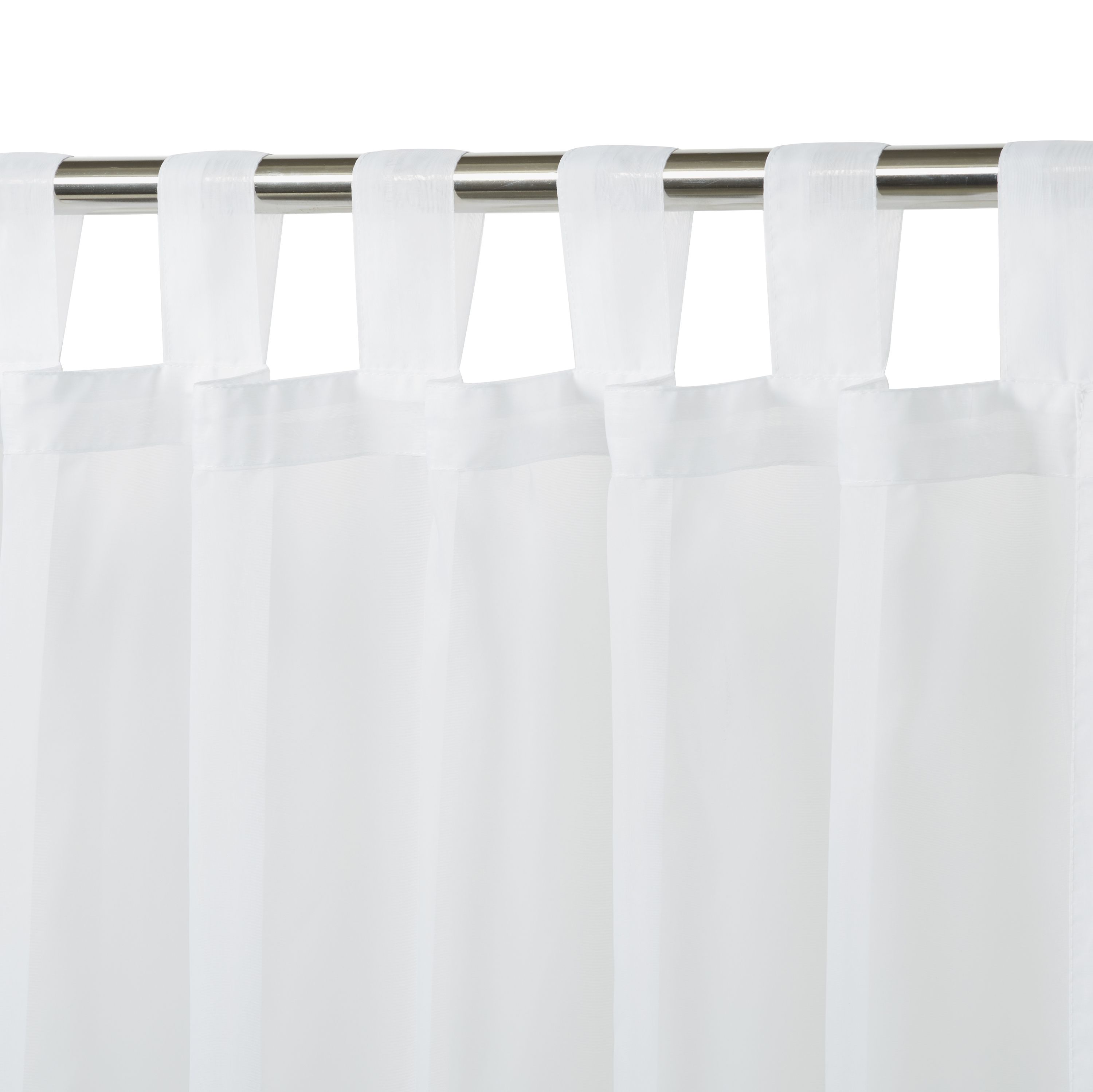 White Plain Unlined Tab top Voile curtain (W)140cm (L)260cm, Single ...