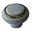 White Plastic Gold effect Round Furniture Knob (Dia)40mm, Pack of 10