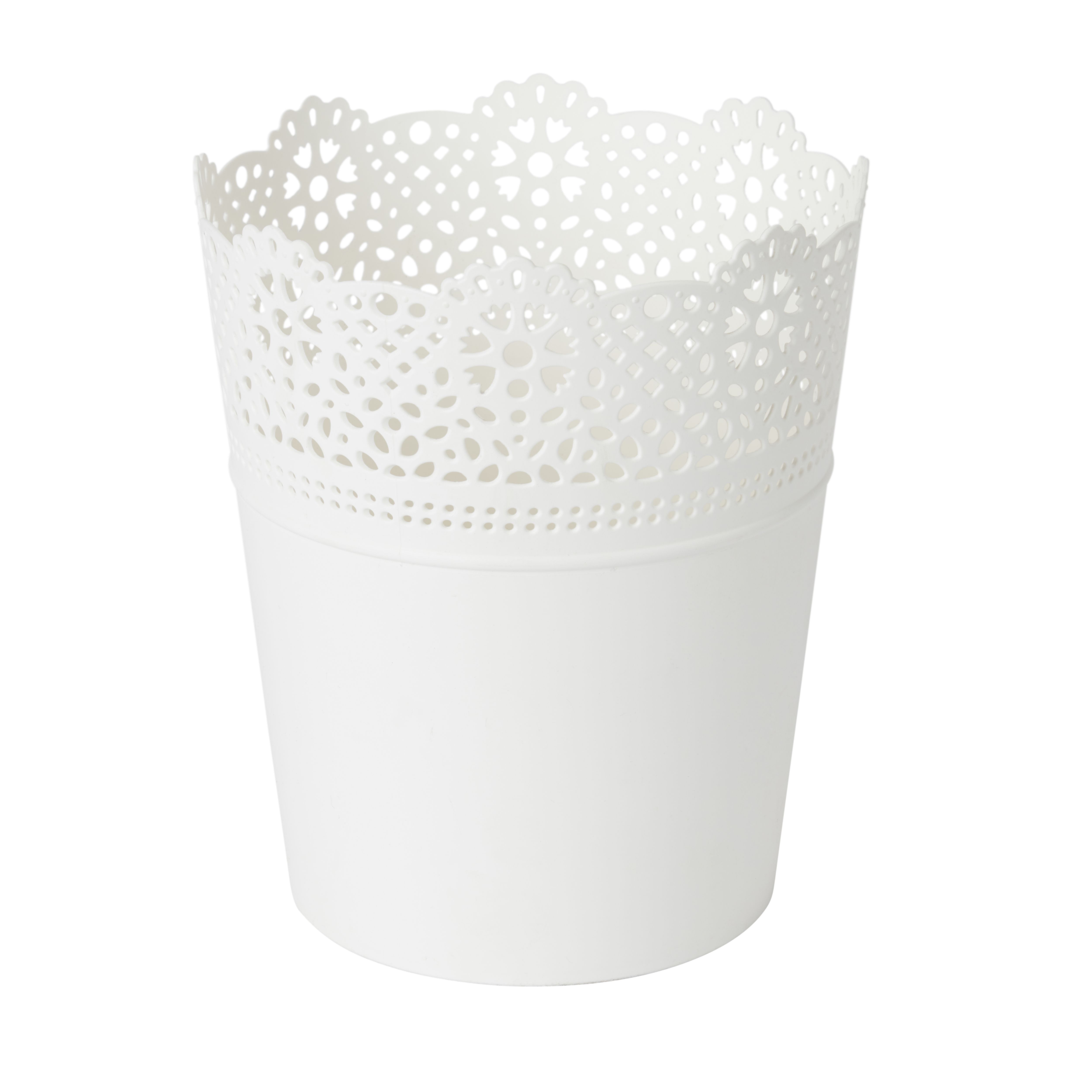 White Plastic Lace Circular Plant pot (Dia)13.7cm