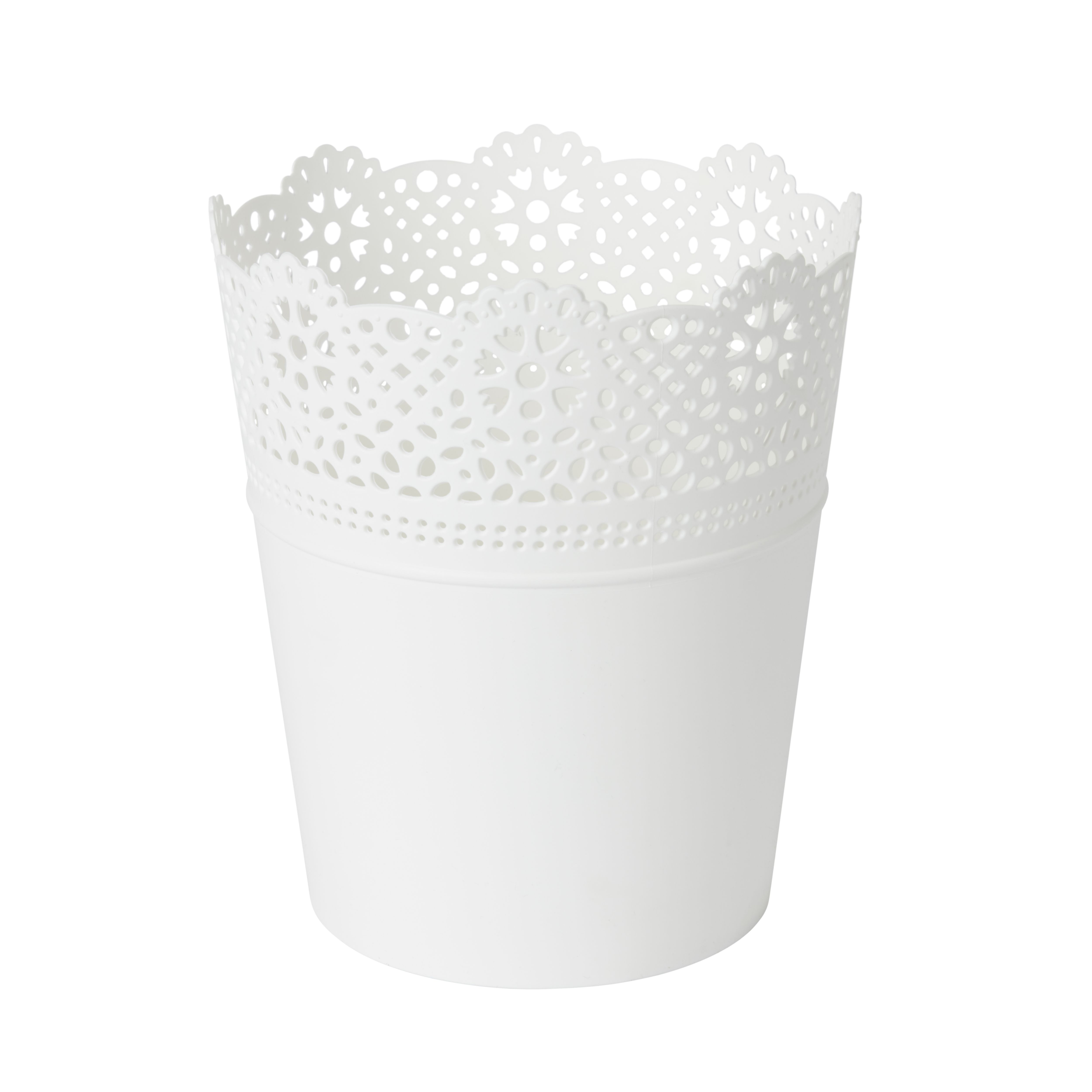 White Plastic Lace Circular Plant pot (Dia)18cm