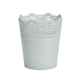 White Plastic Lace Round Plant pot (Dia)18cm