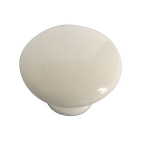 White Plastic Round Cabinet Knob (Dia)34mm