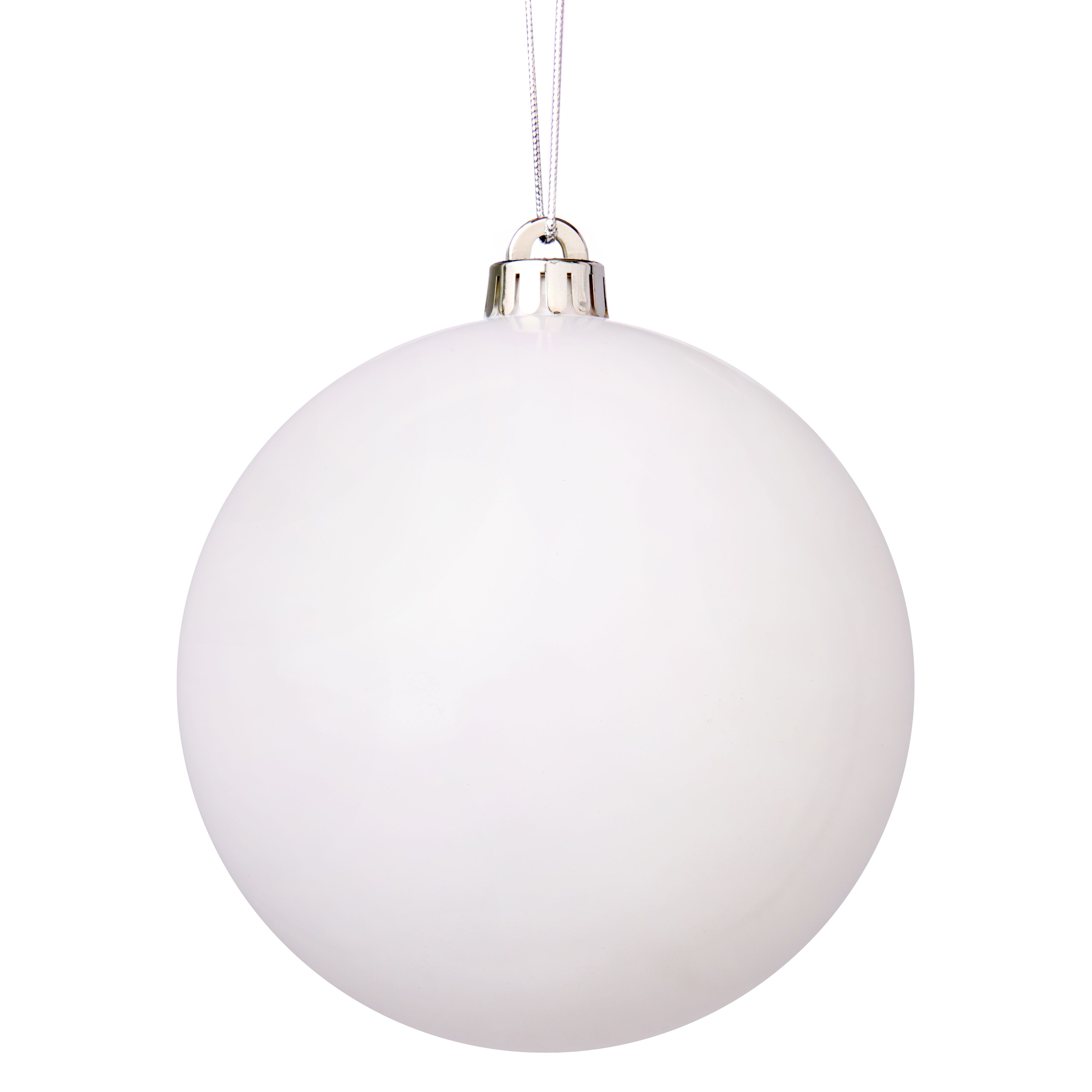 White Plastic Round Christmas bauble set, Set of 4 (D) 100mm