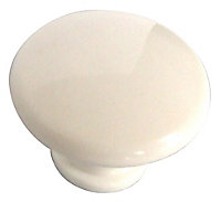 White Plastic Round Internal Door knob (Dia)34mm, Pack of 10