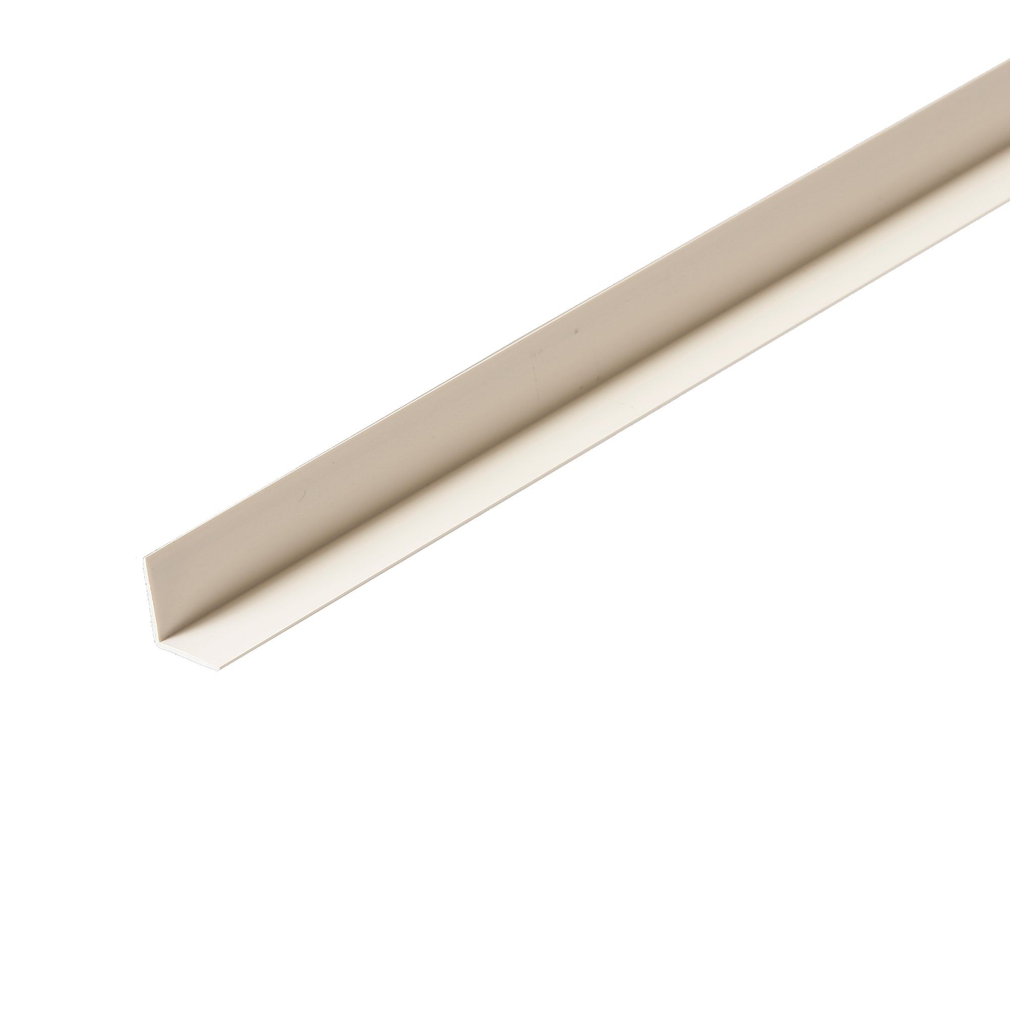 White Polyvinyl chloride (PVC) Angle profile, (L)2.4m (W)20mm (T)20mm