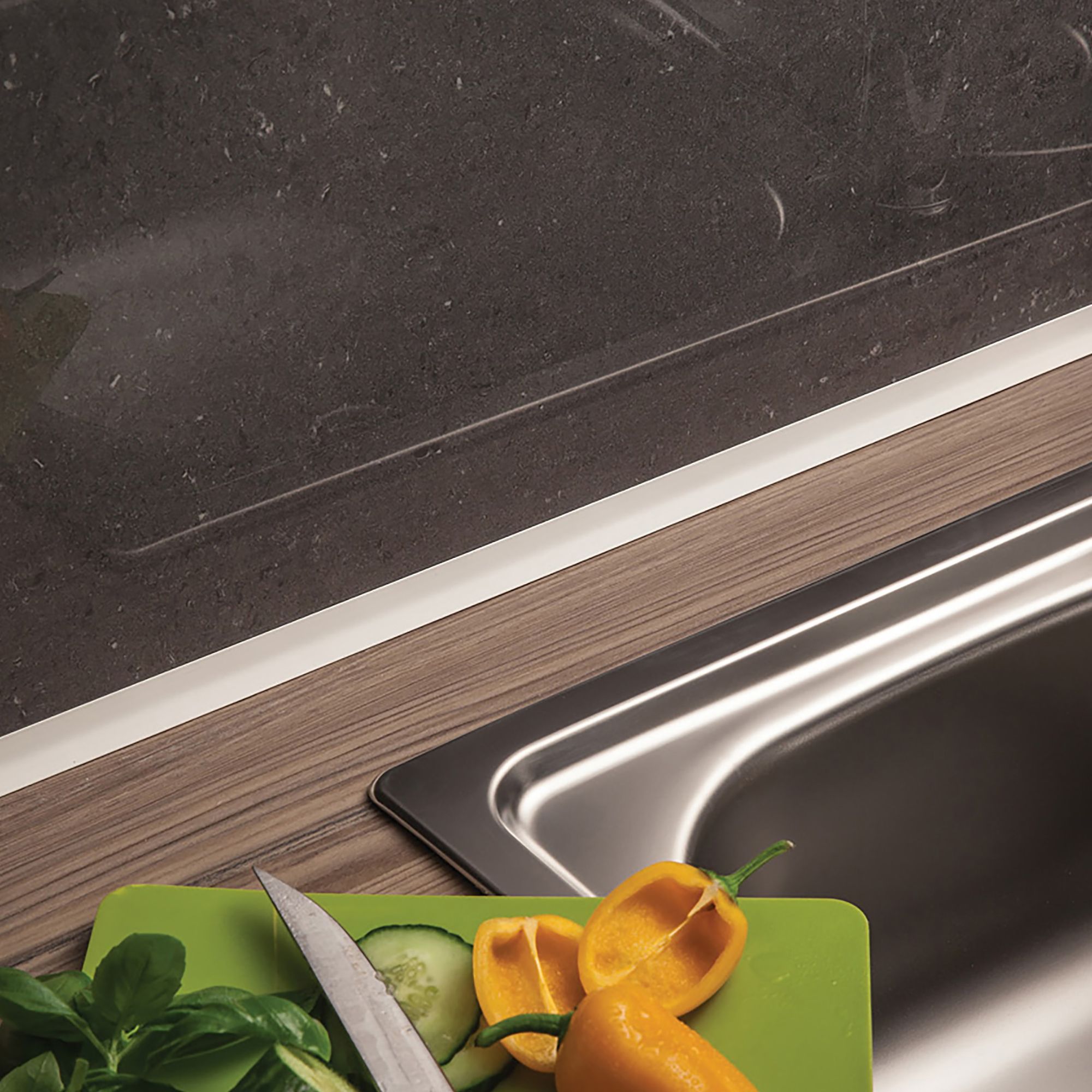 White Polyvinyl chloride (PVC) Angle profile, (L)2.4m (W)20mm (T)20mm