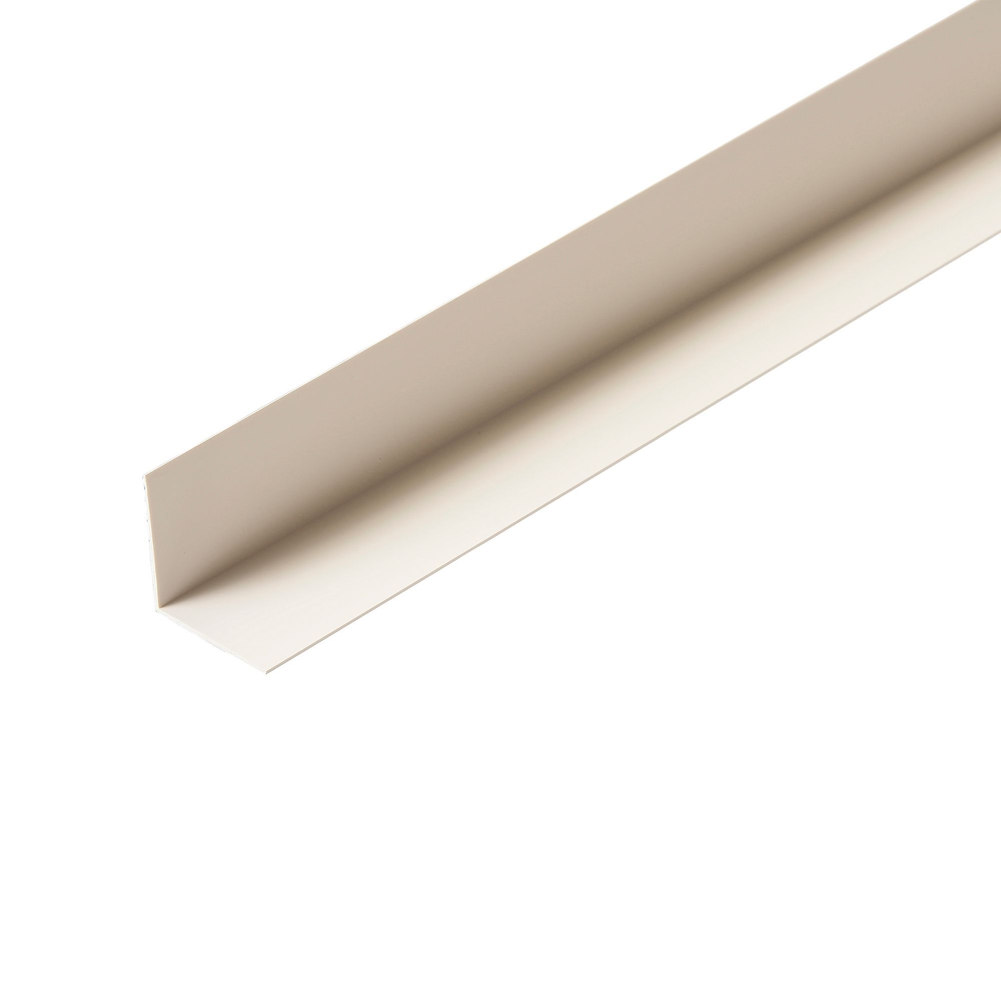 White Polyvinyl chloride (PVC) Angle profile, (L)2.4m (W)30mm (T)30mm