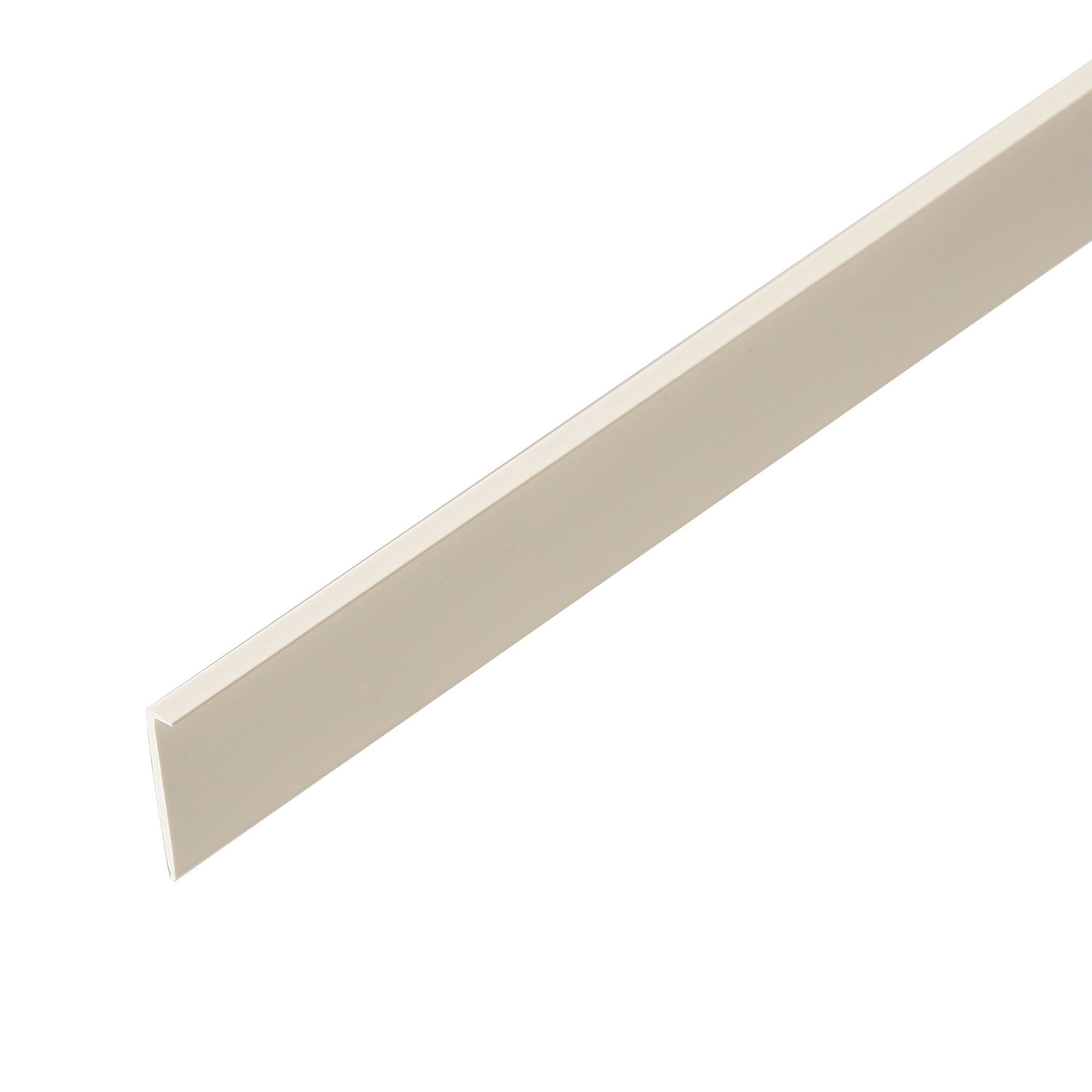 White Polyvinyl chloride (PVC) L-shaped Angle profile, (L)2.4m (W)16mm (T)5mm