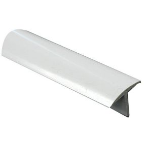 White Polyvinyl chloride (PVC) Unequal T-shaped Angle profile, (L)2m (W)25mm (D)18mm (T)1.5mm