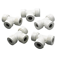 White Push-fit Equal Pipe tee, Pack of 5
