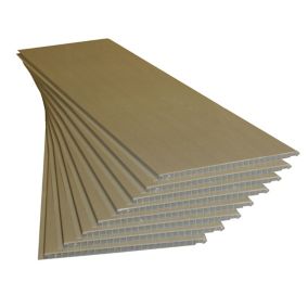 White PVC Cladding (L)1.2m (W)250mm (T)10mm, Pack of 8