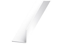 White PVC Equal L-shaped Angle profile, (L)2.5m (W)10mm