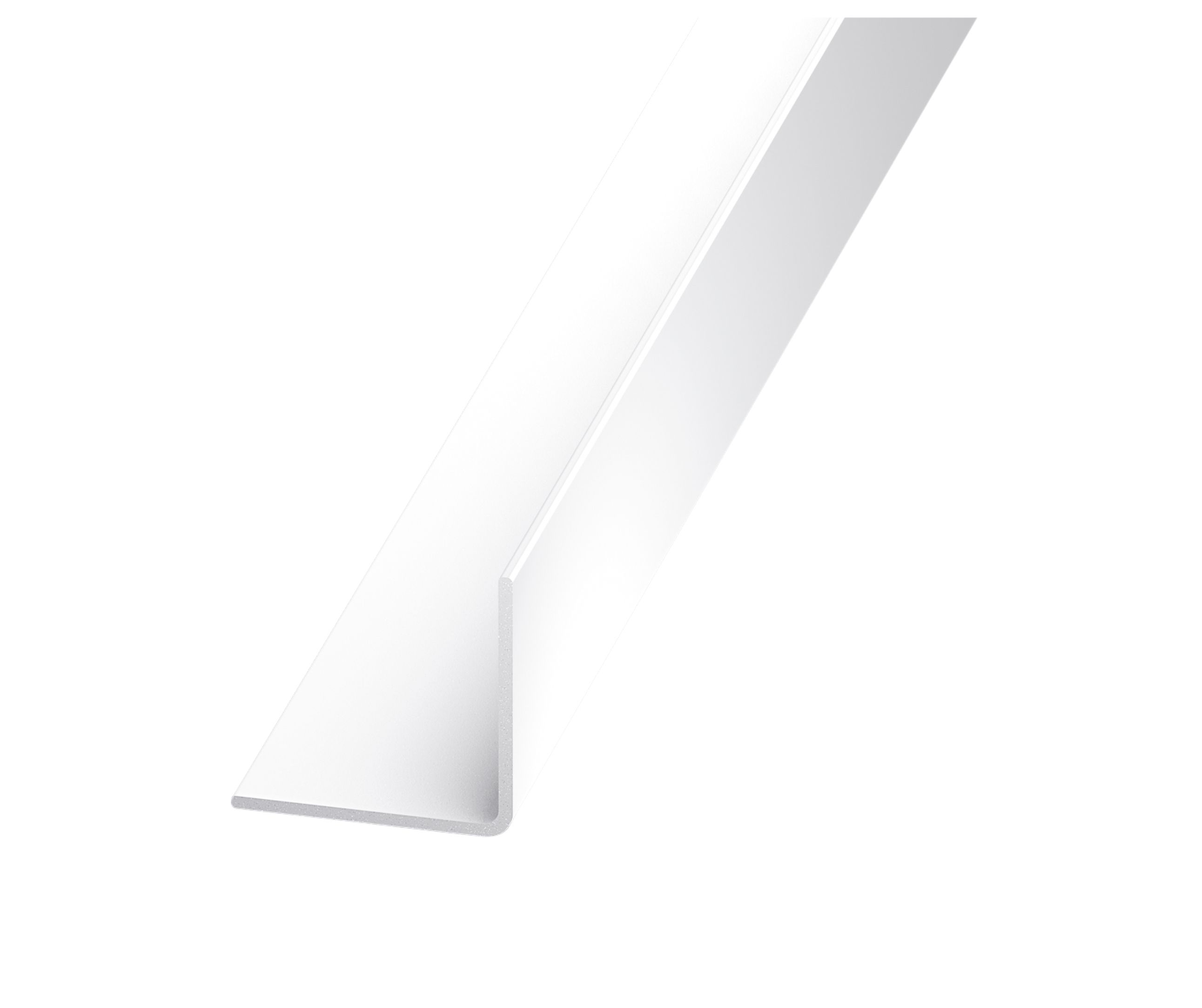 White PVC Equal L-shaped Angle profile, (L)2.5m (W)10mm