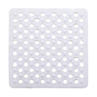 White PVC Non-reversible Slip resistant Square Shower mat, (L)500mm (W)500mm (T)5mm