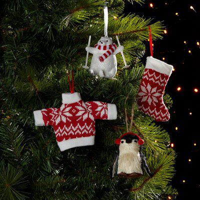 White, red & black Plastic Penguin Hanging decoration of 1