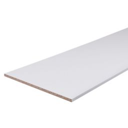 White Semi edged Chipboard Furniture board, (L)2.5m (W)150mm (T)16mm