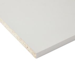 White Semi edged Furniture panel, (L)2.5m (W)200mm (T)18mm