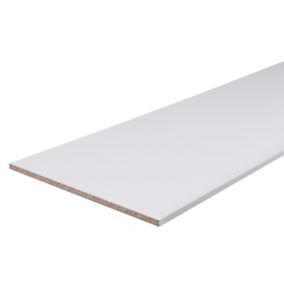 White Semi edged Melamine-faced chipboard (MFC) Furniture board, (L)2.5m (W)150mm (T)16mm
