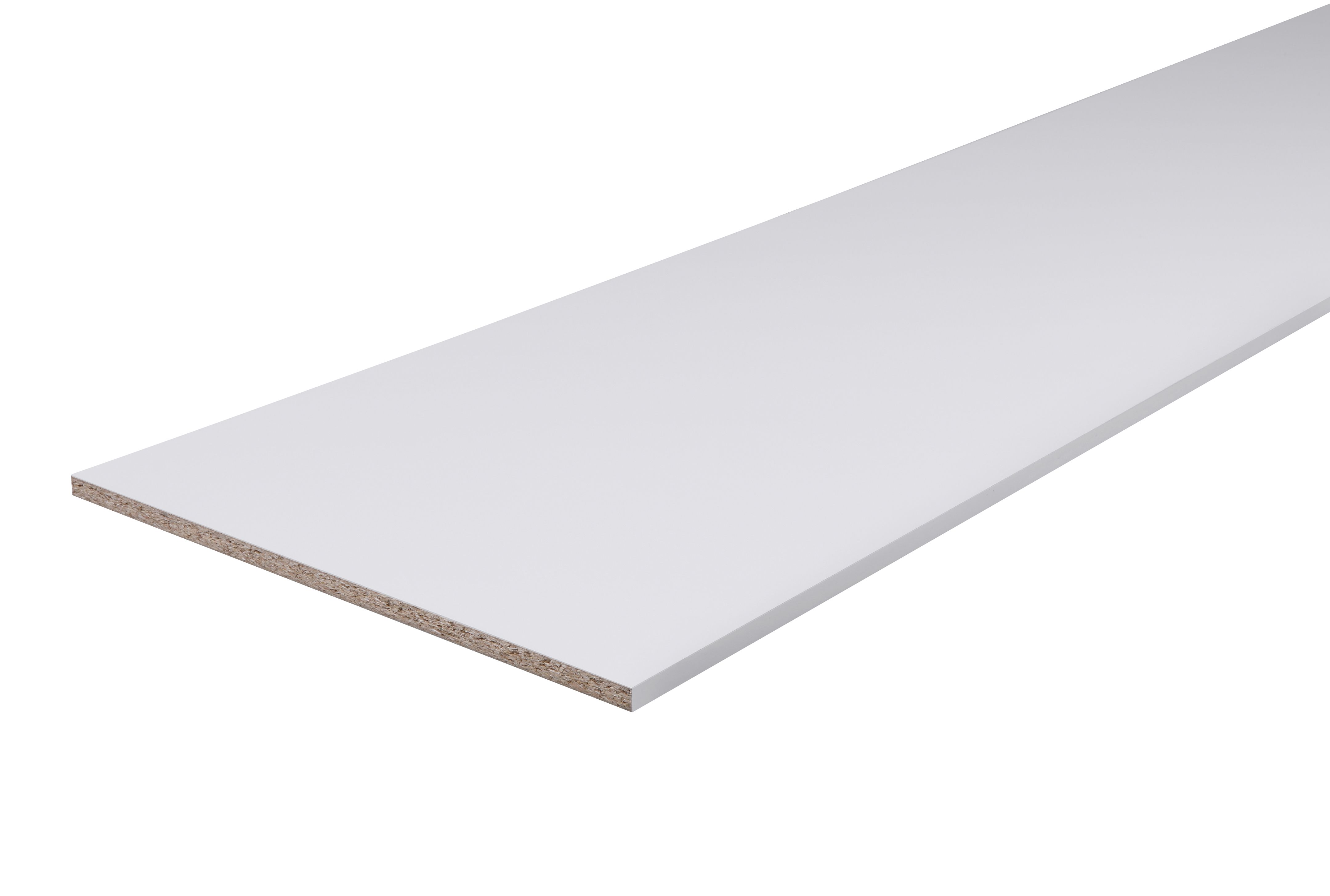 White Semi edged Melamine-faced chipboard (MFC) Furniture board, (L)2.5m (W)400mm (T)18mm