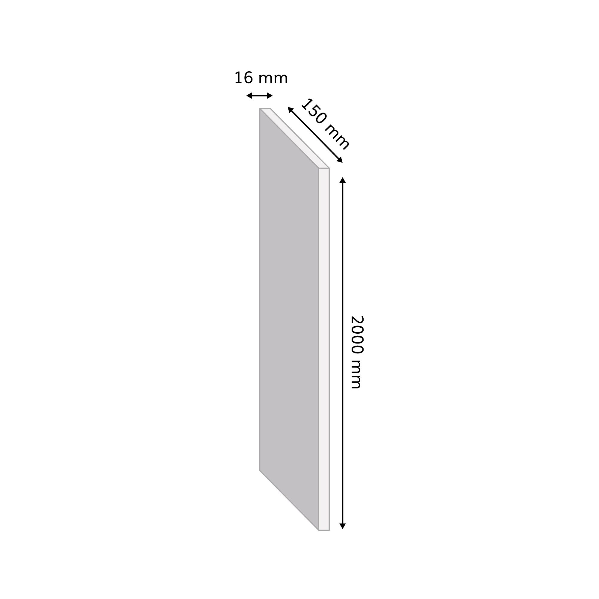 White Semi edged Melamine-faced chipboard (MFC) Furniture board, (L)2m (W)150mm (T)16mm