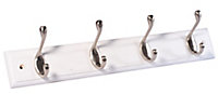 White Silver effect Pine 4 Hook rail, (L)458mm