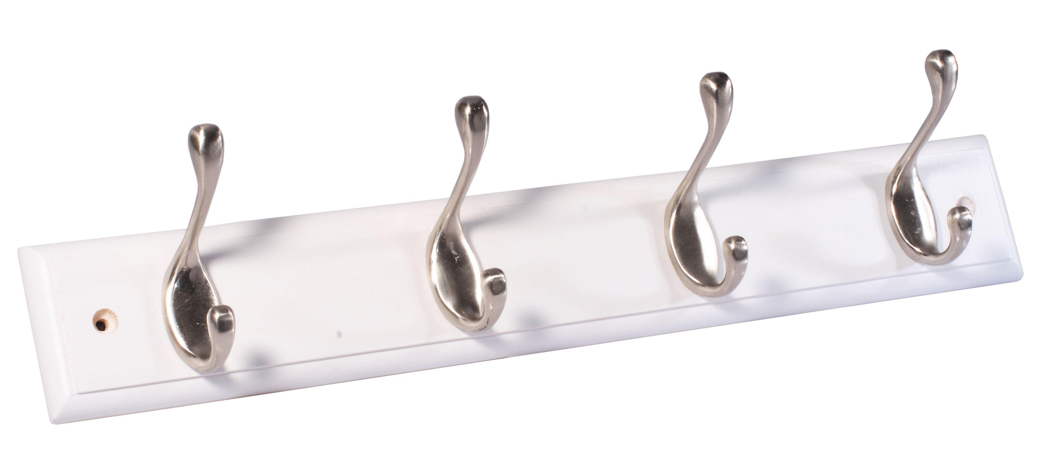 White Silver Effect Pine 4 Hook Rail, (l)458mm 