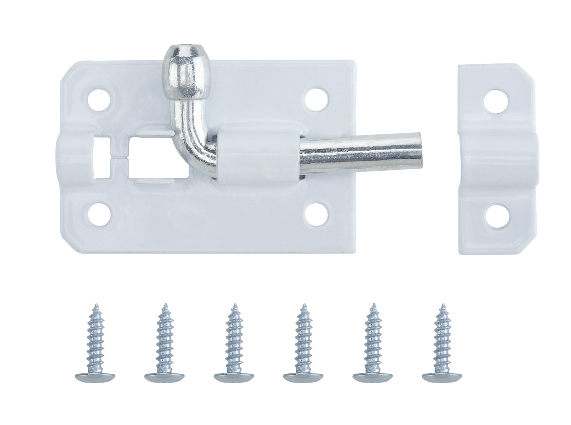 White Steel Barrel Door bolt N242 (L)50mm (W)38mm