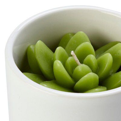White Succulent Citronella Jar candle