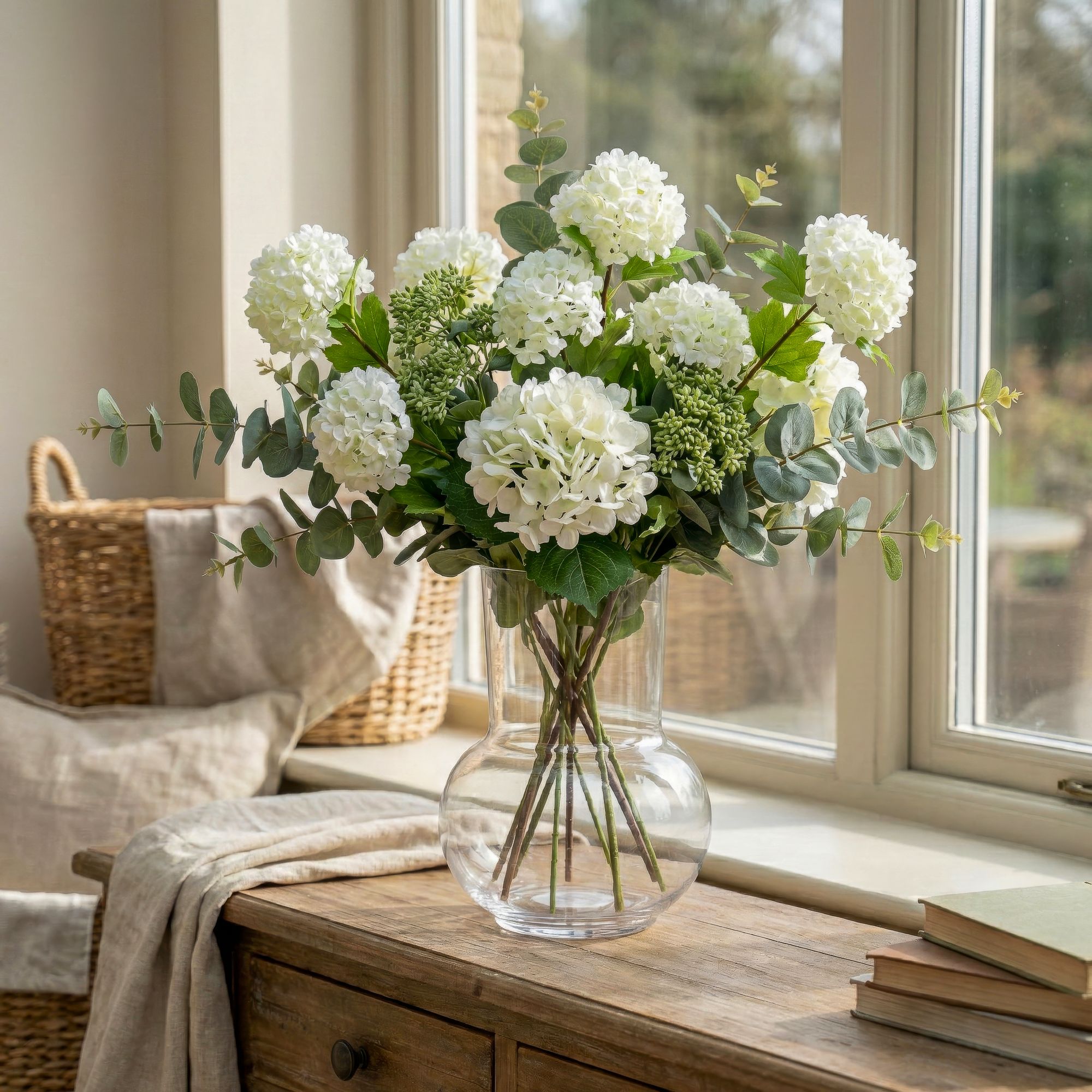 White Viburnum Single stem Artificial flower (H) 645mm