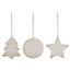 White Whitewash effect Tree, star & bauble Decoration, Set of 3