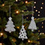 White Wood Dashed line Christmas tree Hanging ornament