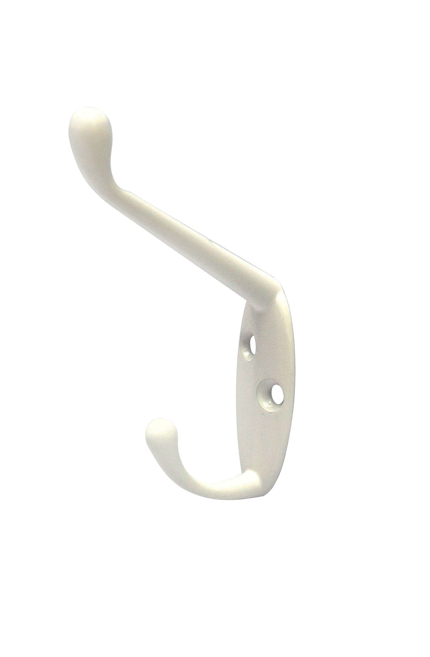 White Zinc alloy Double Hook (H)16mm (W)55mm, Pack of 2